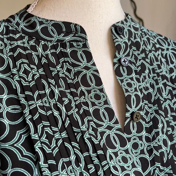 Tory Burch Massey Silk  Mini Dress Tunic Abstract Women's Size 0 XS Blue Green - Picture 4 of 10